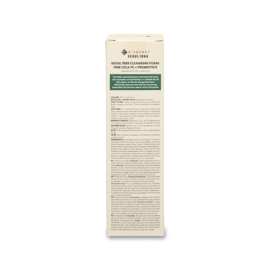 Ksecret  Seoul 1988 Cleansing Foam: Pine Cica 1% + Probiotics 