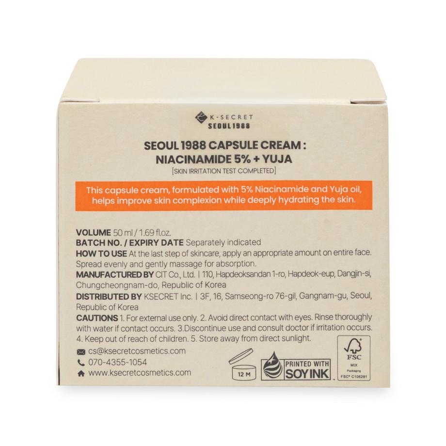 Ksecret  Seoul 1988 Capsule Cream: Niacinamide 5% + Yuja 