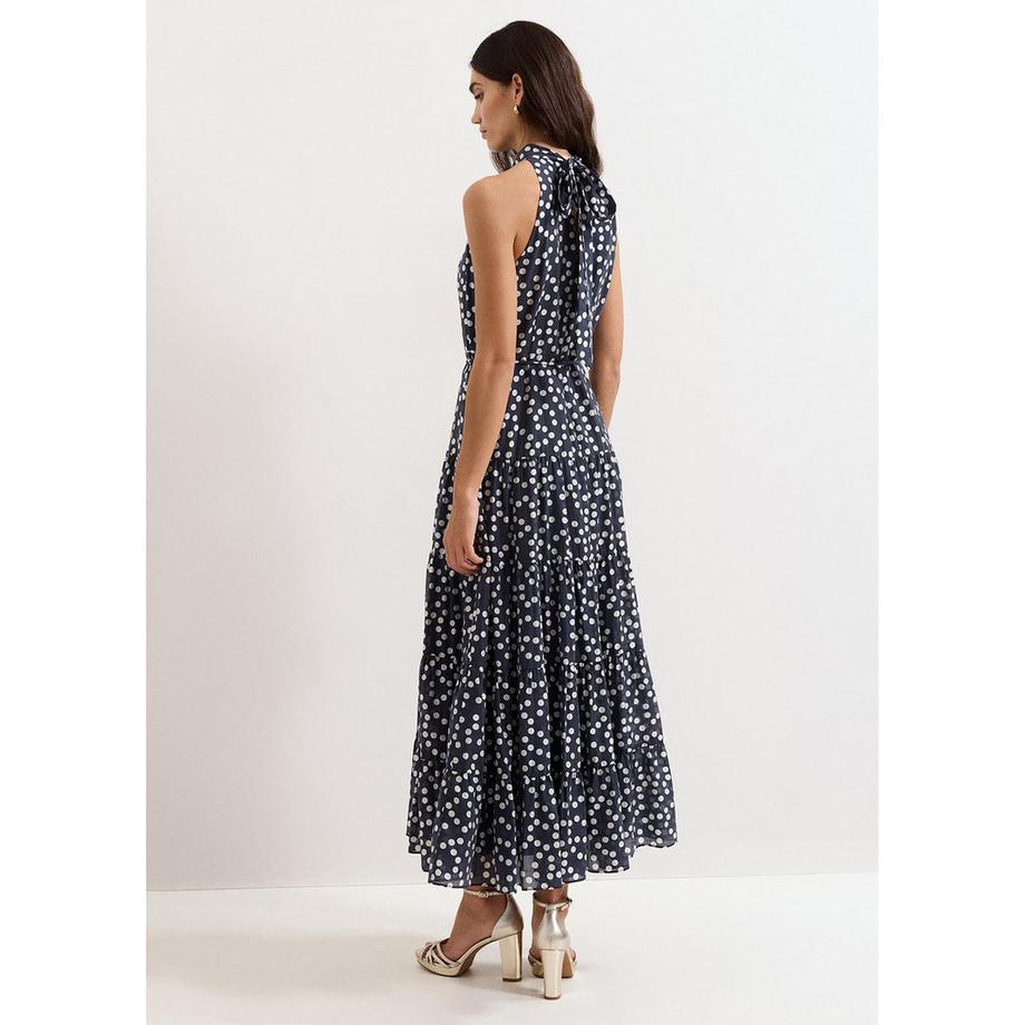 Phase Eight Robe longue à pois et col halter  
