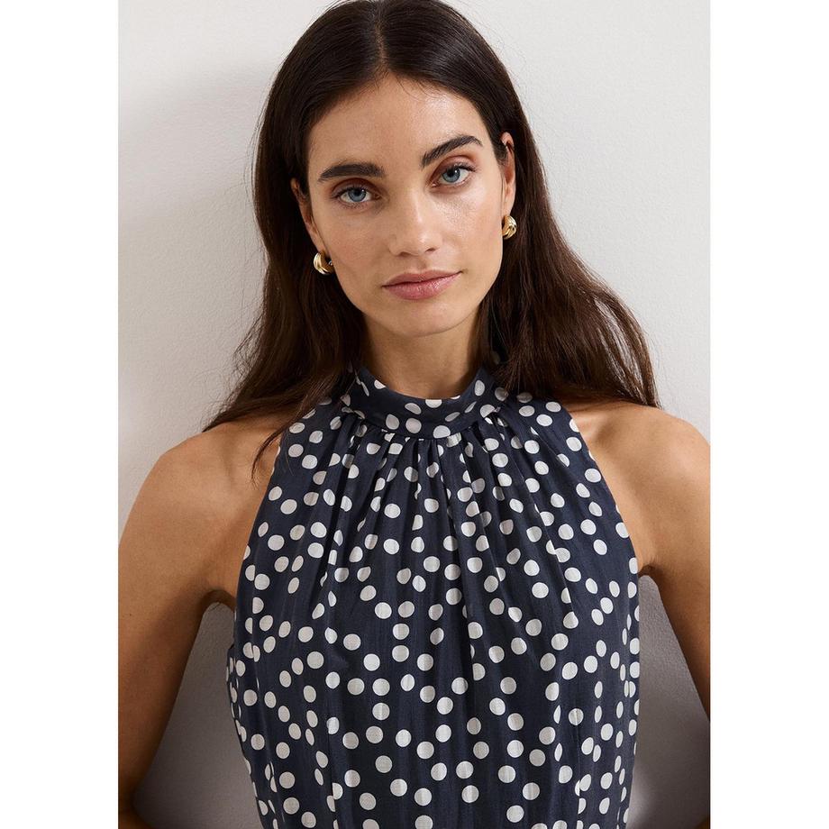Phase Eight Robe longue à pois et col halter  