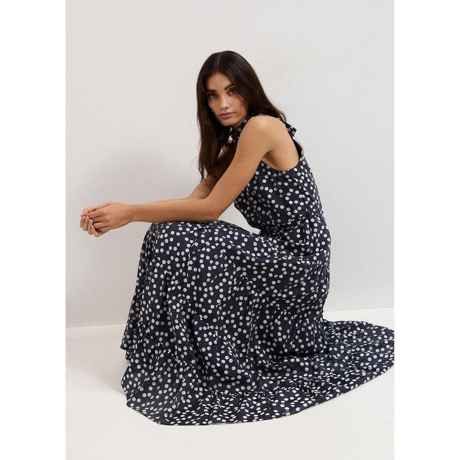Phase Eight Robe longue à pois et col halter  