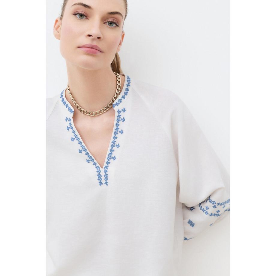 Caroll Bestickte V-Ausschnitt Bluse  