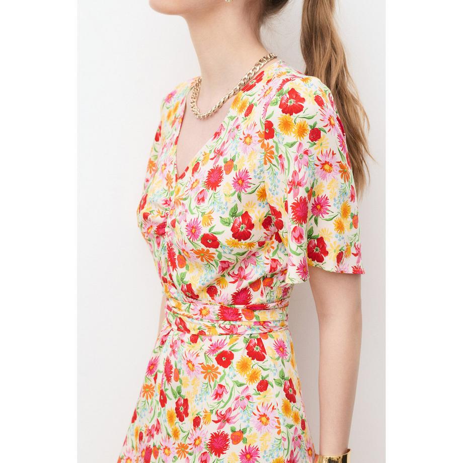 Caroll Robe Midi Imprimée Col V  