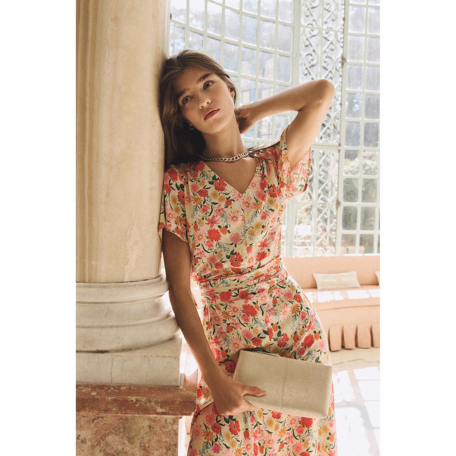 Caroll Robe Midi Imprimée Col V  