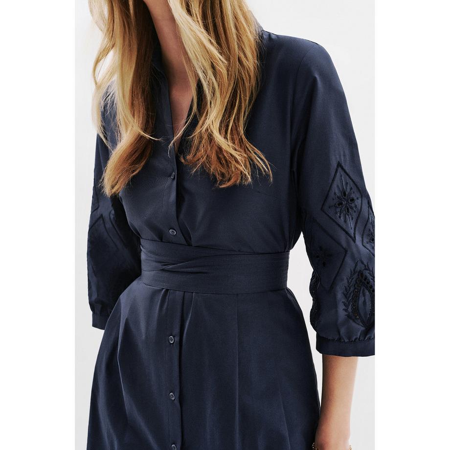 Caroll Robe Chemise Midi à Broderies  
