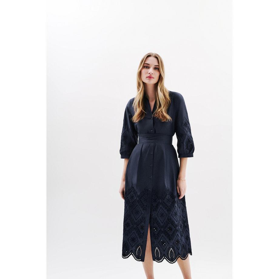 Caroll Robe Chemise Midi à Broderies  