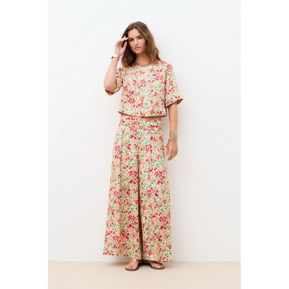 Caroll Pantalon large à motif floral  