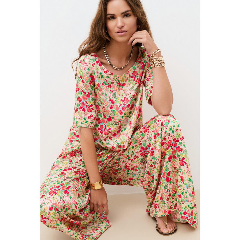 Caroll Pantalon large à motif floral  