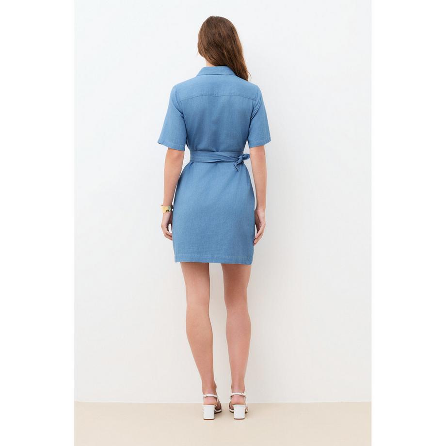 Caroll Kurzarm Hemdblusenkleid mit Gürtel  