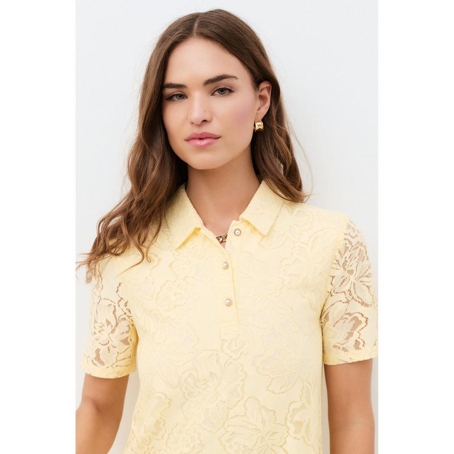 Caroll Robe Polo en Dentelle  