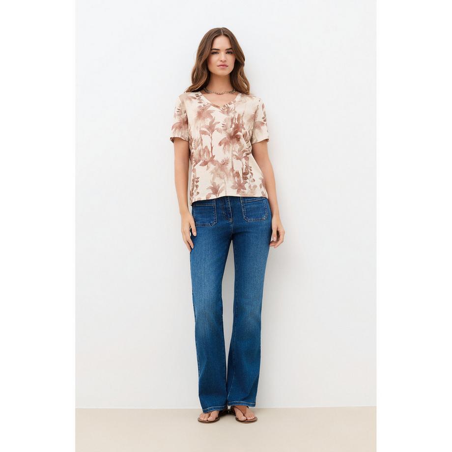 Caroll T-shirt imprimé palmiers col en V  