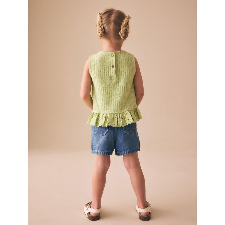 Next Denim Shorts mit Blumenstickerei  