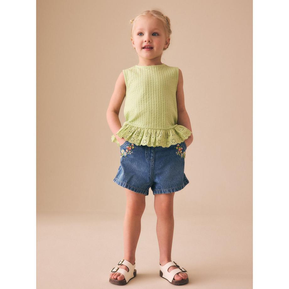 Next Denim Shorts mit Blumenstickerei  