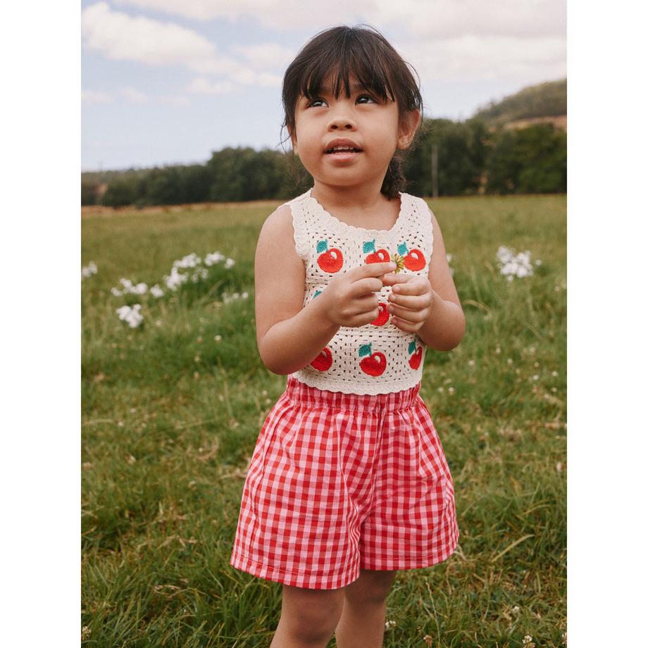 Next Ensemble top en crochet cerise et short vichy  