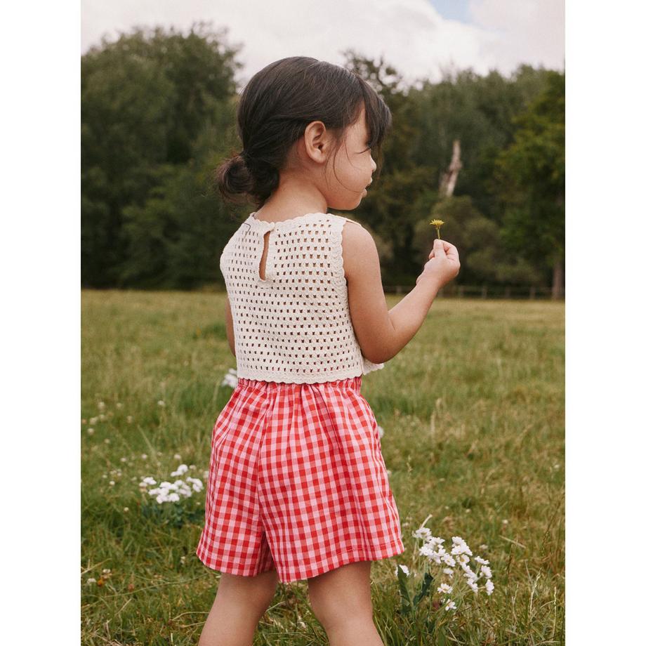 Next Ensemble top en crochet cerise et short vichy  