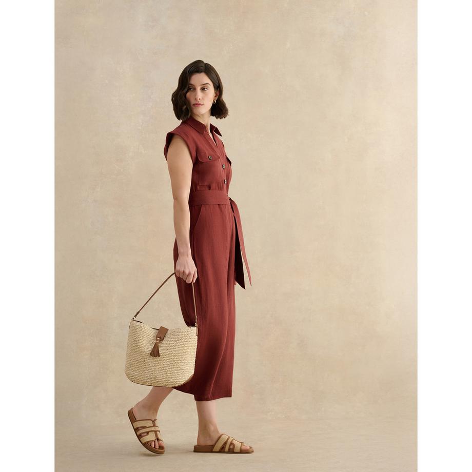 HOBBS SPENCER Ärmelloser Overall mit Kragen und Gürtel  