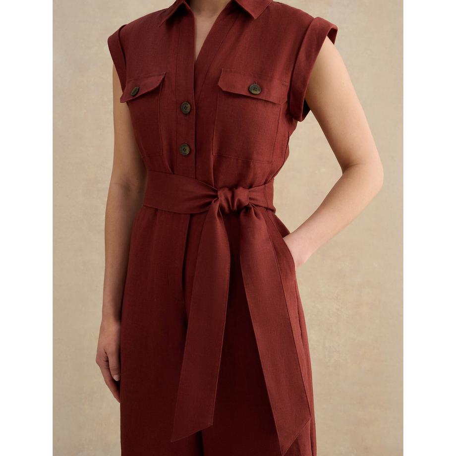 HOBBS SPENCER Ärmelloser Overall mit Kragen und Gürtel  