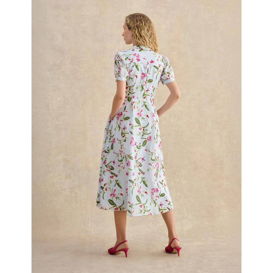 HOBBS CLARISSA Leinenkleid mit Blumenmuster Kurzarm  