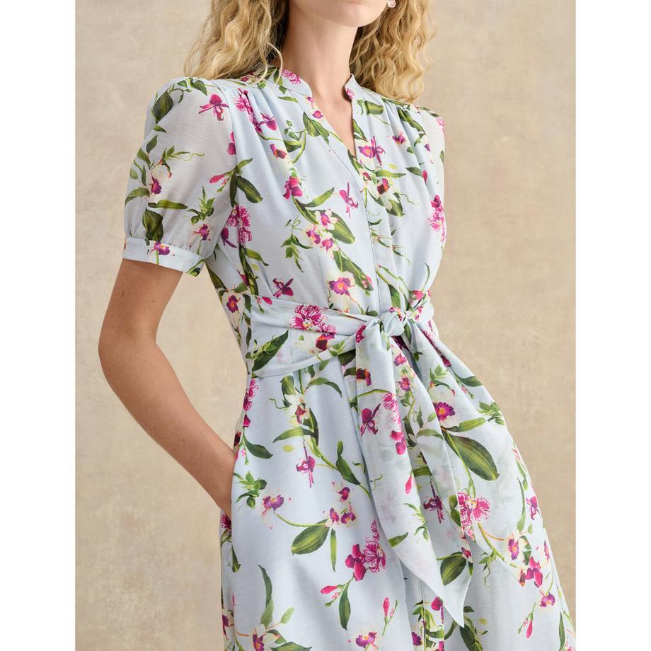 HOBBS CLARISSA Leinenkleid mit Blumenmuster Kurzarm  