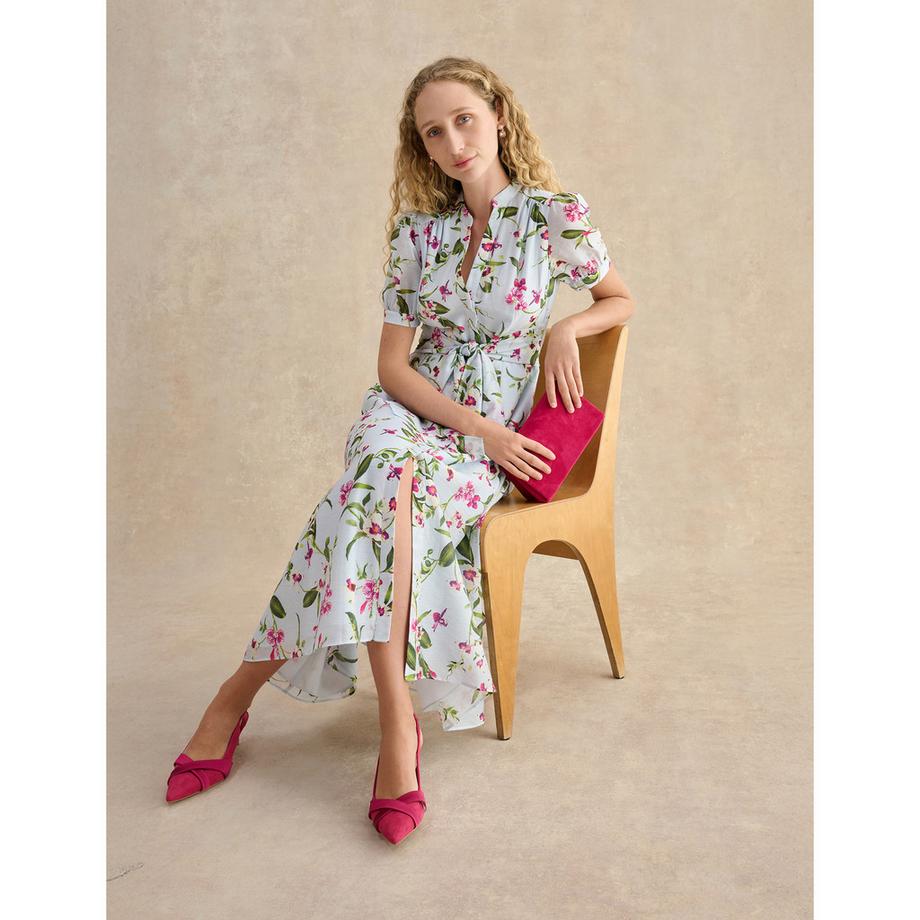 HOBBS CLARISSA Leinenkleid mit Blumenmuster Kurzarm  