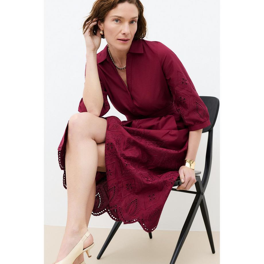 Caroll Abito Camicia Midi con Dettagli Ricamati  