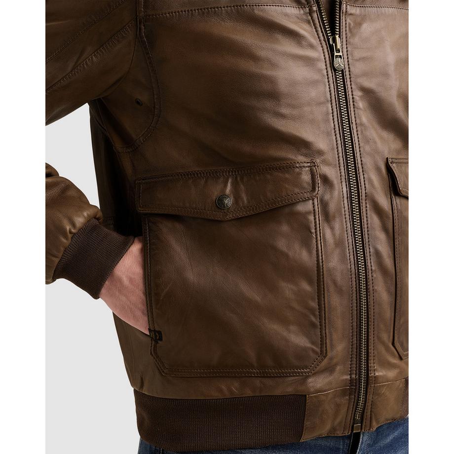 PME Legend Giacca in pelle con collo in pelliccia di pecora  