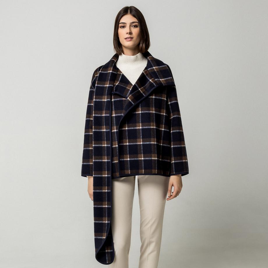 Manor Woman Poncho à carreaux  