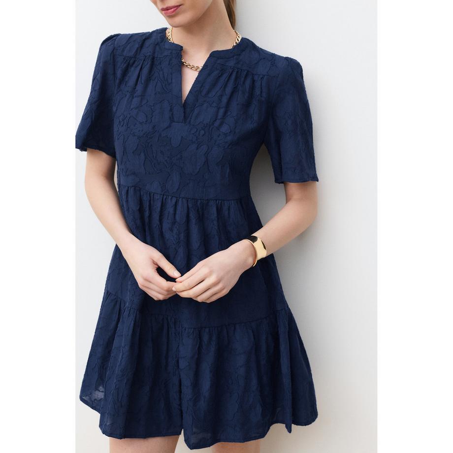 Caroll Gestuftes Kurzarm Mini Kleid  