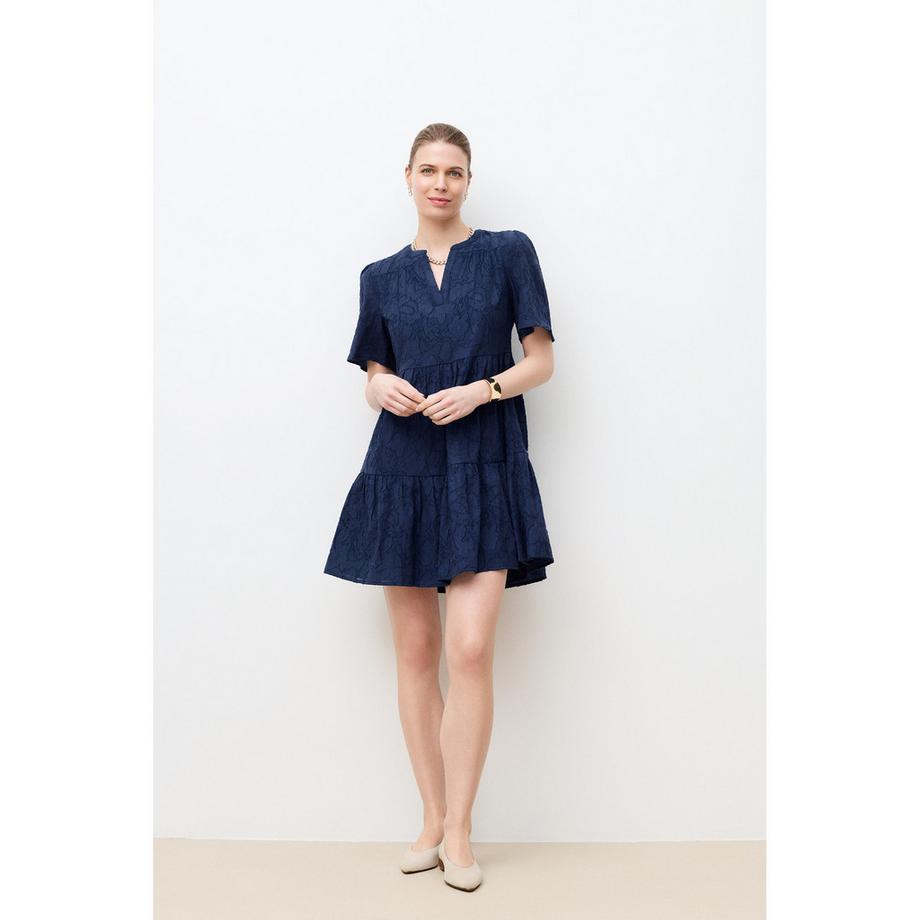 Caroll Gestuftes Kurzarm Mini Kleid  
