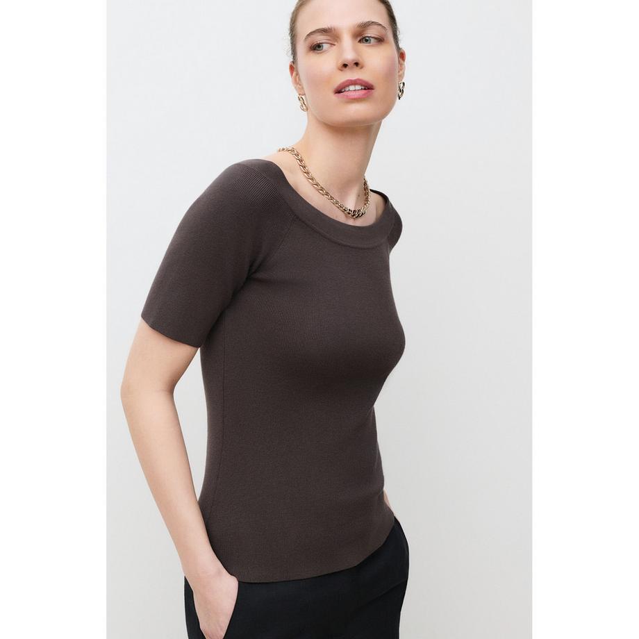 Caroll Pull Encolure Bateau Manches Courtes  