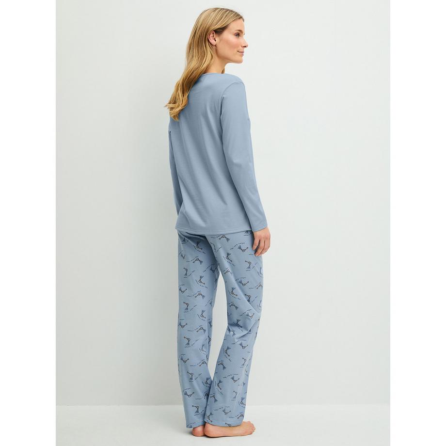 CALIDA Hotel Nights Pyjama avec haut à manches longues et pantalon imprimé  