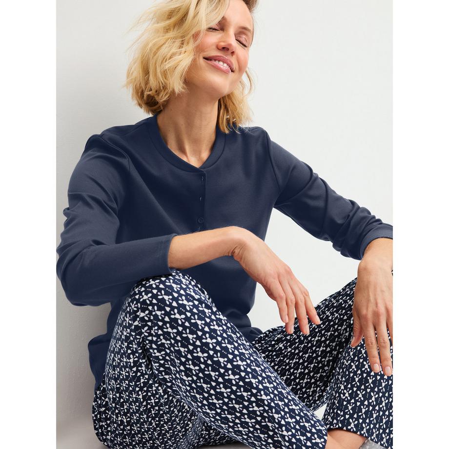 CALIDA Pyjama Midnight Hearts avec haut à manches longues et pantalon imprimé  