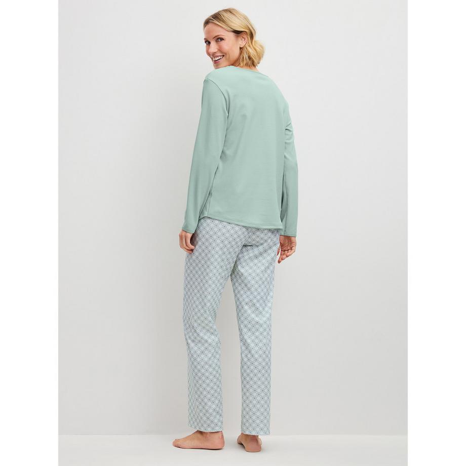 CALIDA Sweet Dreams Pyjama mit Langarm-Oberteil und Blumenmuster-Hose  