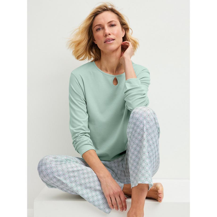 CALIDA Sweet Dreams Pyjama mit Langarm-Oberteil und Blumenmuster-Hose  
