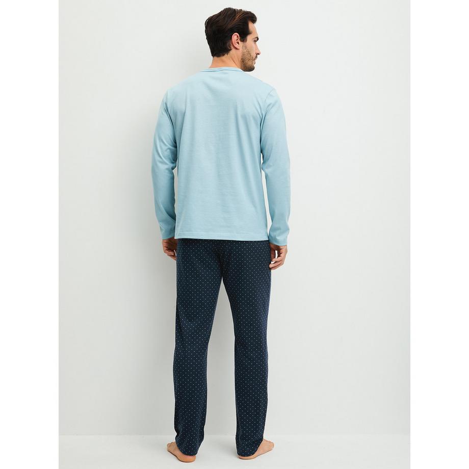 CALIDA Relax Imprint 3 Pyjama mit V-Ausschnitt und geradem Bein  