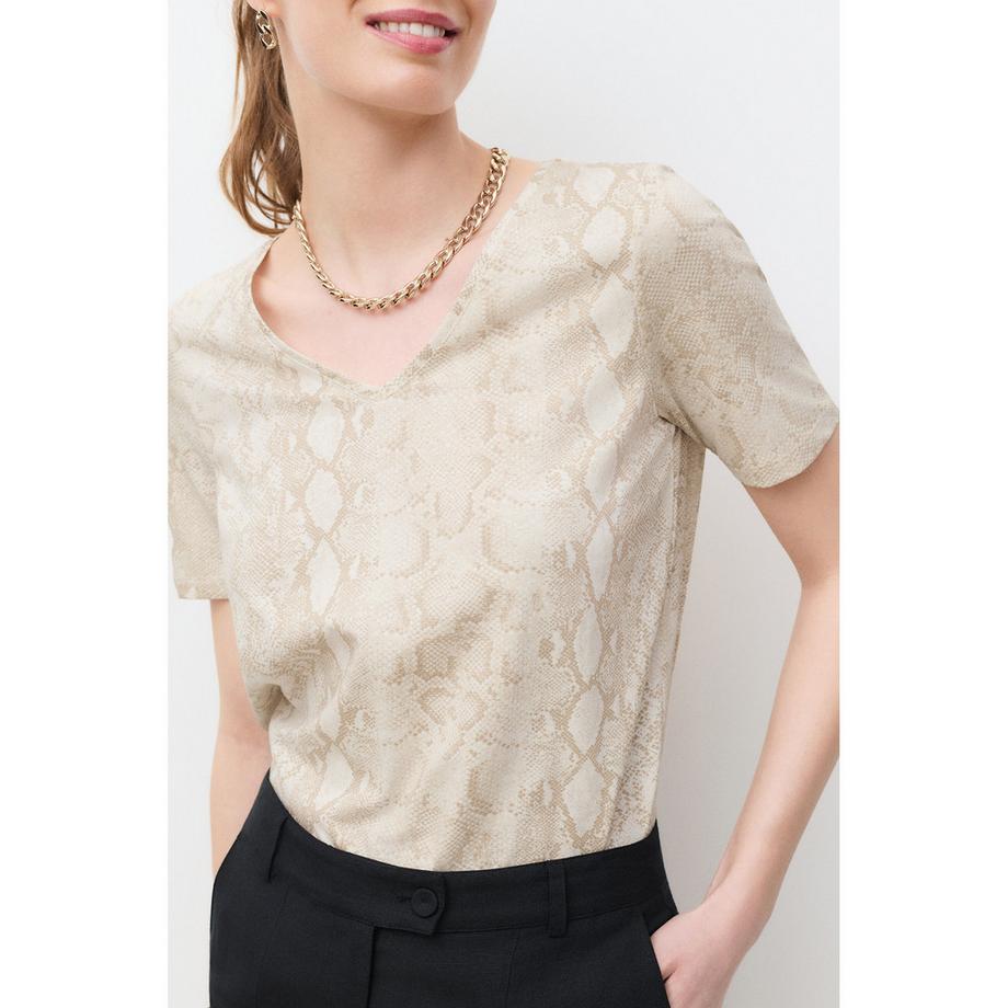 Caroll T-shirt scollo a V stampa serpente  