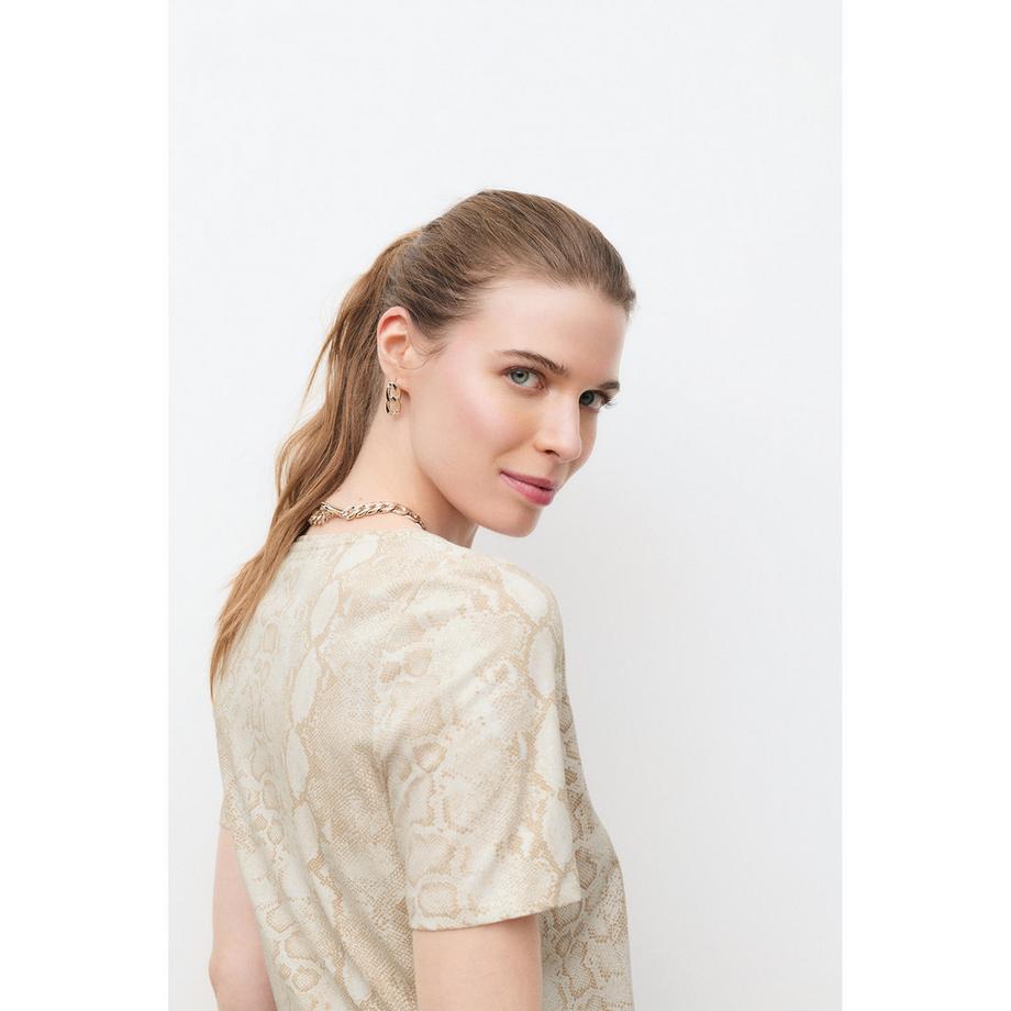 Caroll T-shirt scollo a V stampa serpente  