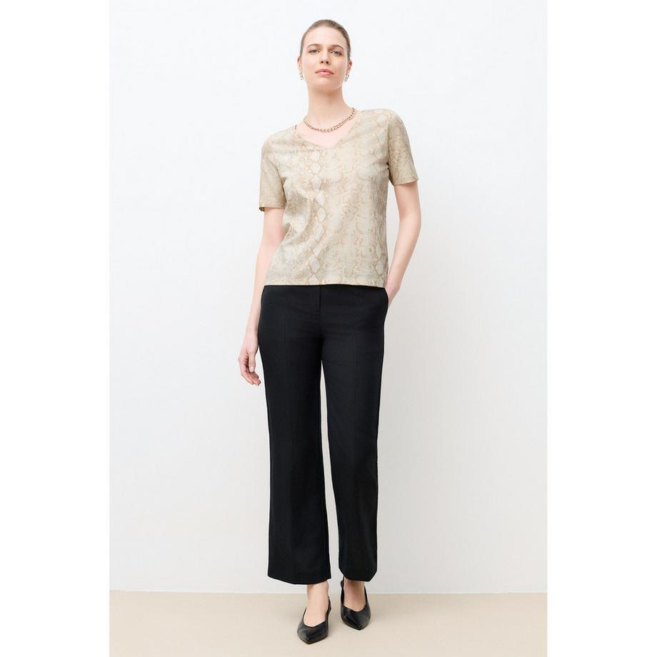 Caroll T-shirt scollo a V stampa serpente  