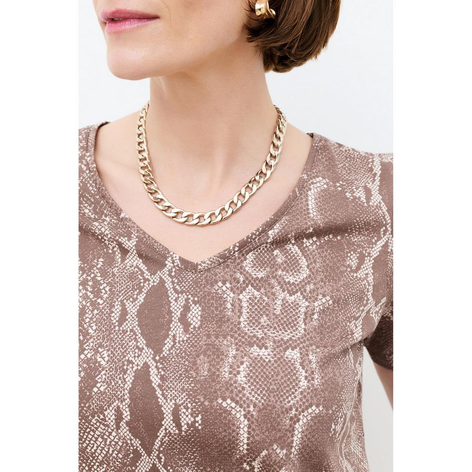 Caroll T-shirt scollo a V stampa serpente  