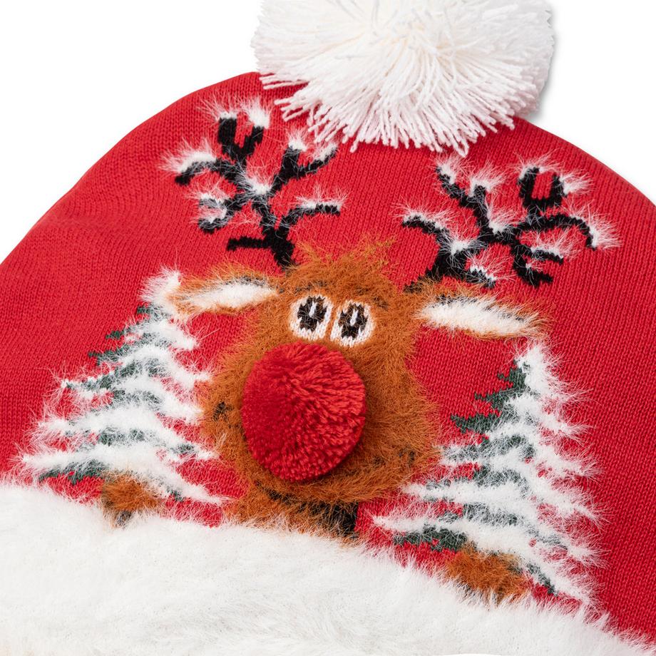 Manor Woman Bonnet à motif renne avec pompon  