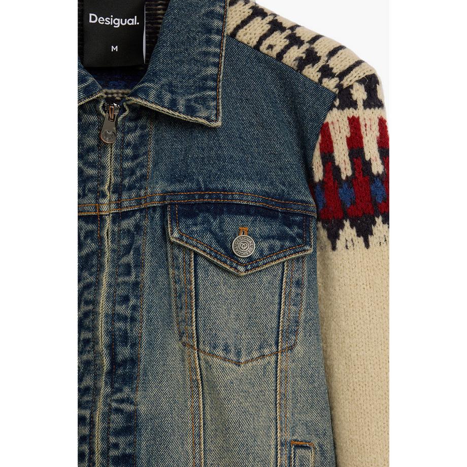 Desigual Giacca in denim e maglia a motivi  