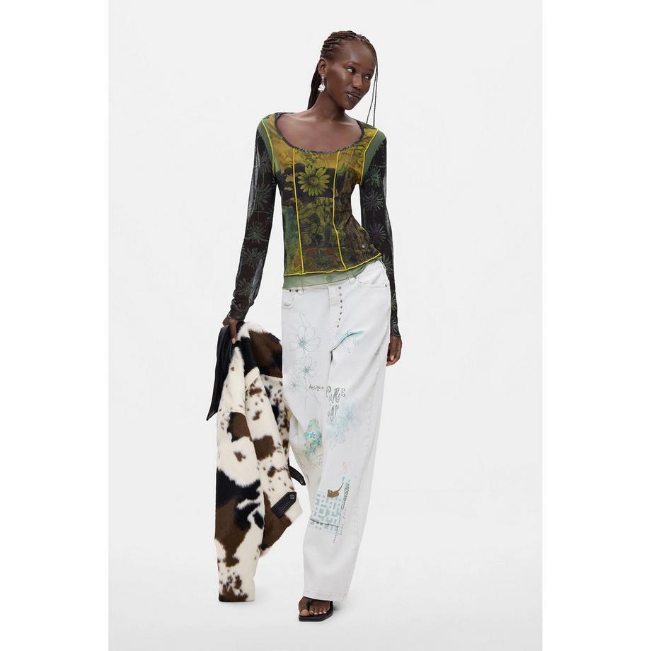 Desigual T-shirt a maniche lunghe con stampa floreale  