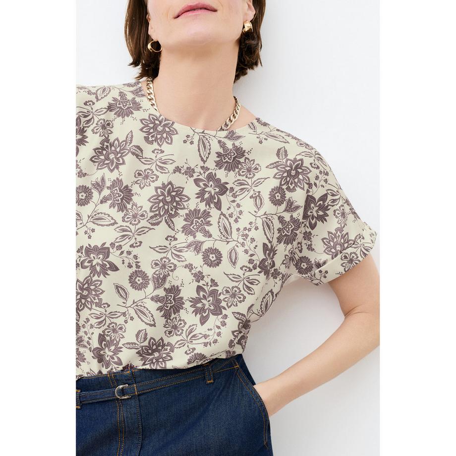 Caroll Blumenmuster Regular Fit Kurzarm T-Shirt  