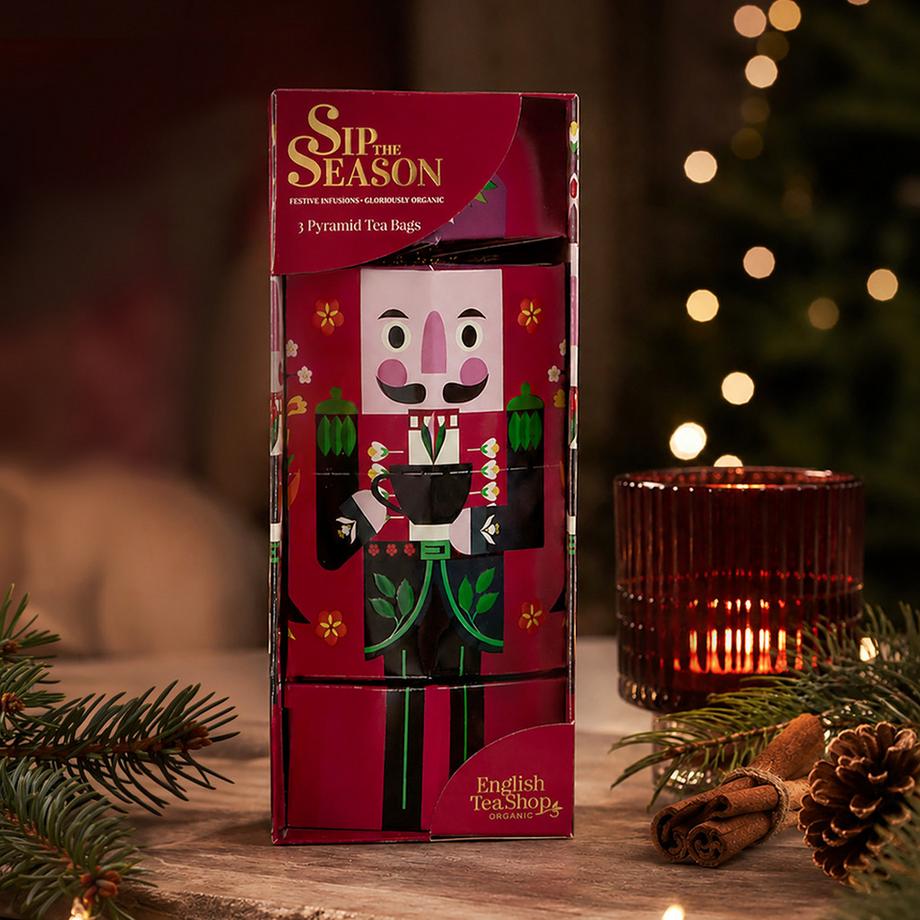 English Tea Shop  Regalo di tè BIO « Schiaccianoci rosso » – 3 bustine piramidali 