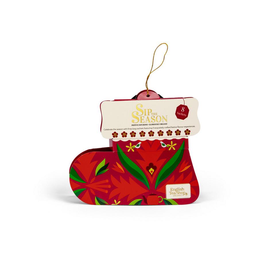 Regalo di tè BIO « Calza di Natale rossa » – 8 bustine di tè