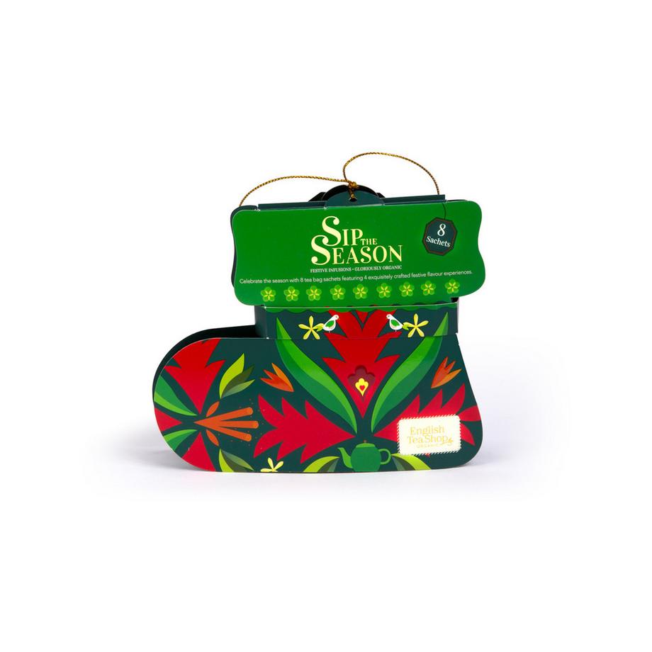 Regalo di tè BIO « Calza di Natale verde » – 8 bustine di tè