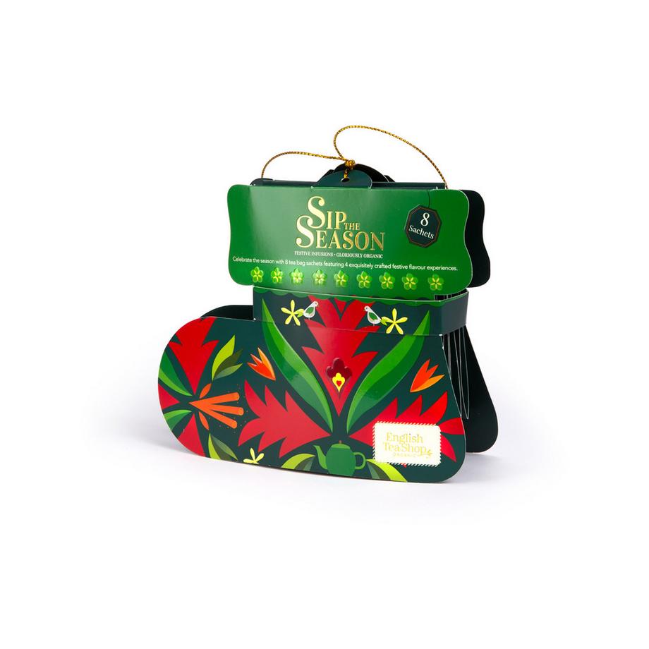 English Tea Shop  Regalo di tè BIO « Calza di Natale verde » – 8 bustine di tè 