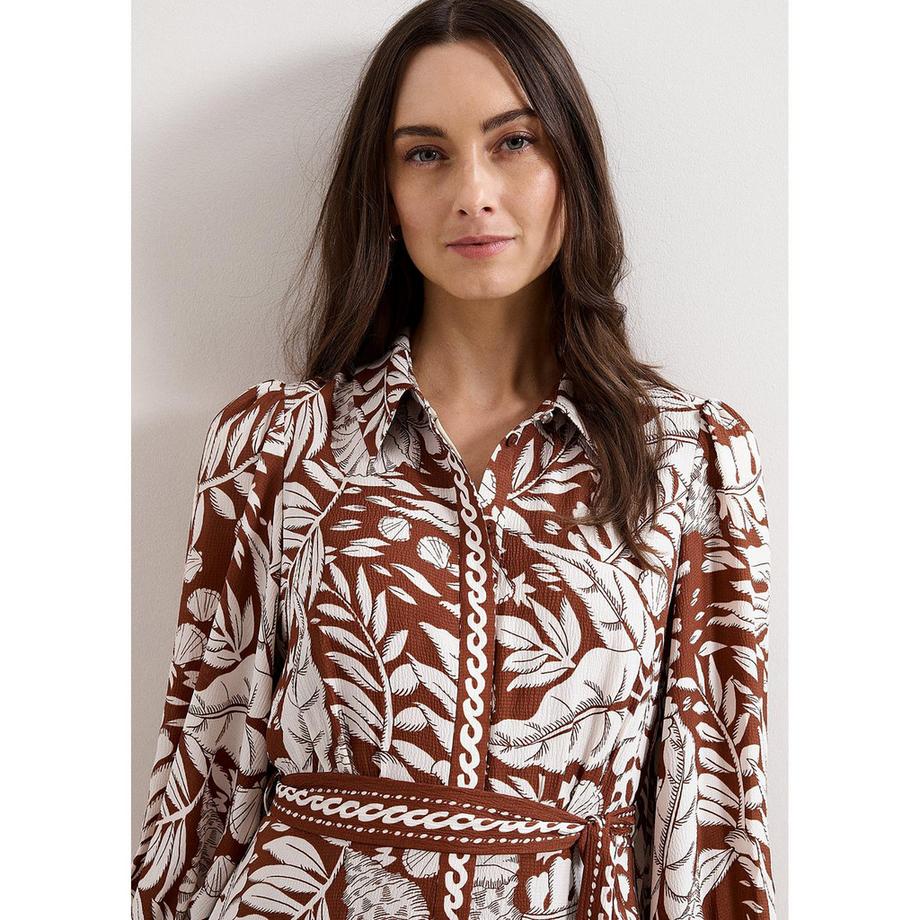 Phase Eight Coralie Robe longue à manches longues imprimé tropical  
