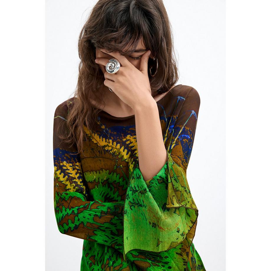 Desigual Camicetta stampata con maniche a campana  