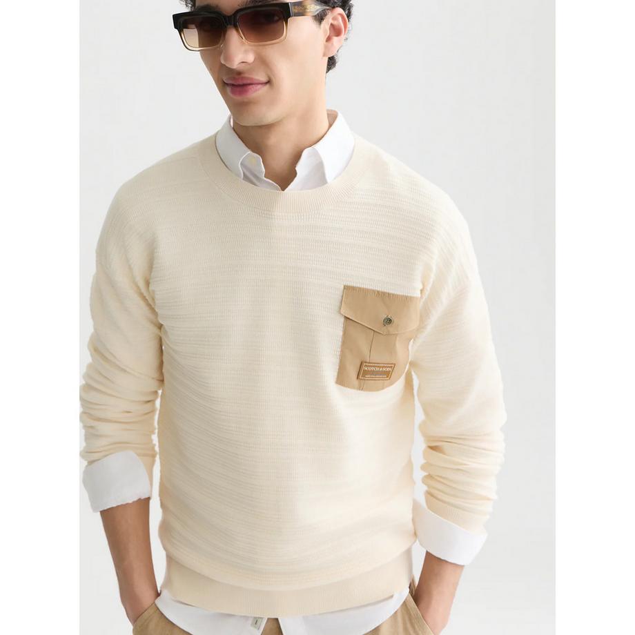 Scotch & Soda Pull col rond avec poche poitrine  